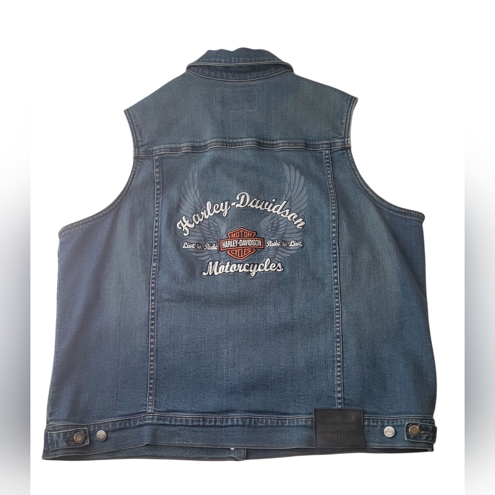 Harley-Davidson Blue Denim Cutoff Vest - Picture 2 of 10